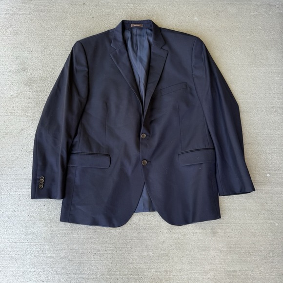 Peter Millar Sport Coat 100% Wool Navy Blue Blazer 2 Button Men's 46R